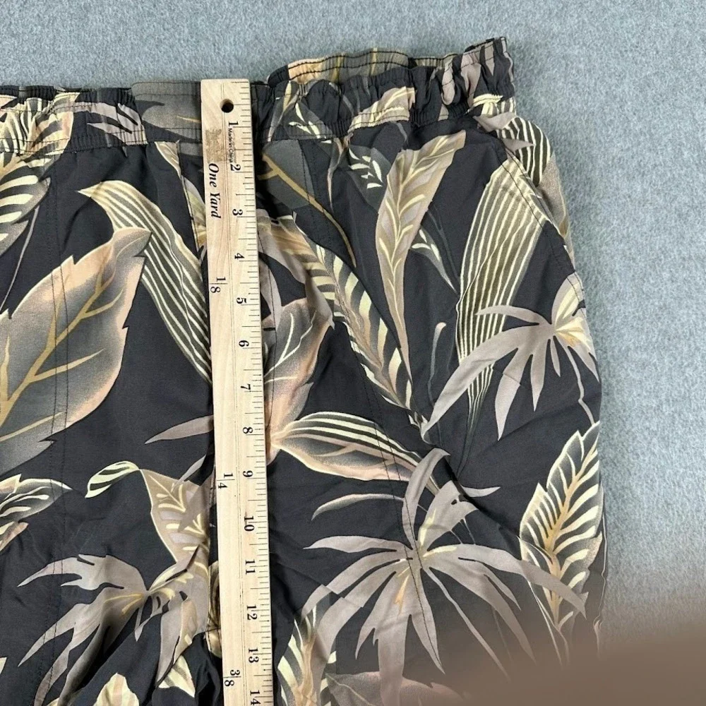 Tommy Bahama Mens Large Shorts Black Tropical Leaf Print Swim Trunks Board Short